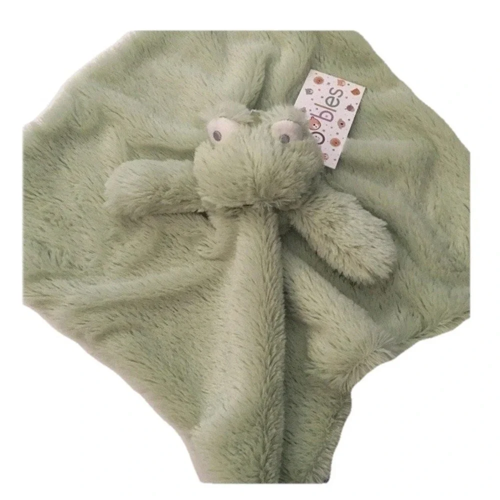 NWT Oobles Baby Green Frog Lovey Rattle Plush Infant Security Blanket Toy Danbar